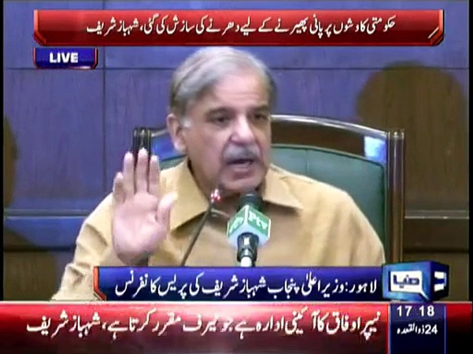 CM Punjab Mian Muhammad Shahbaz Sharif Press Conference - 9th September 2015