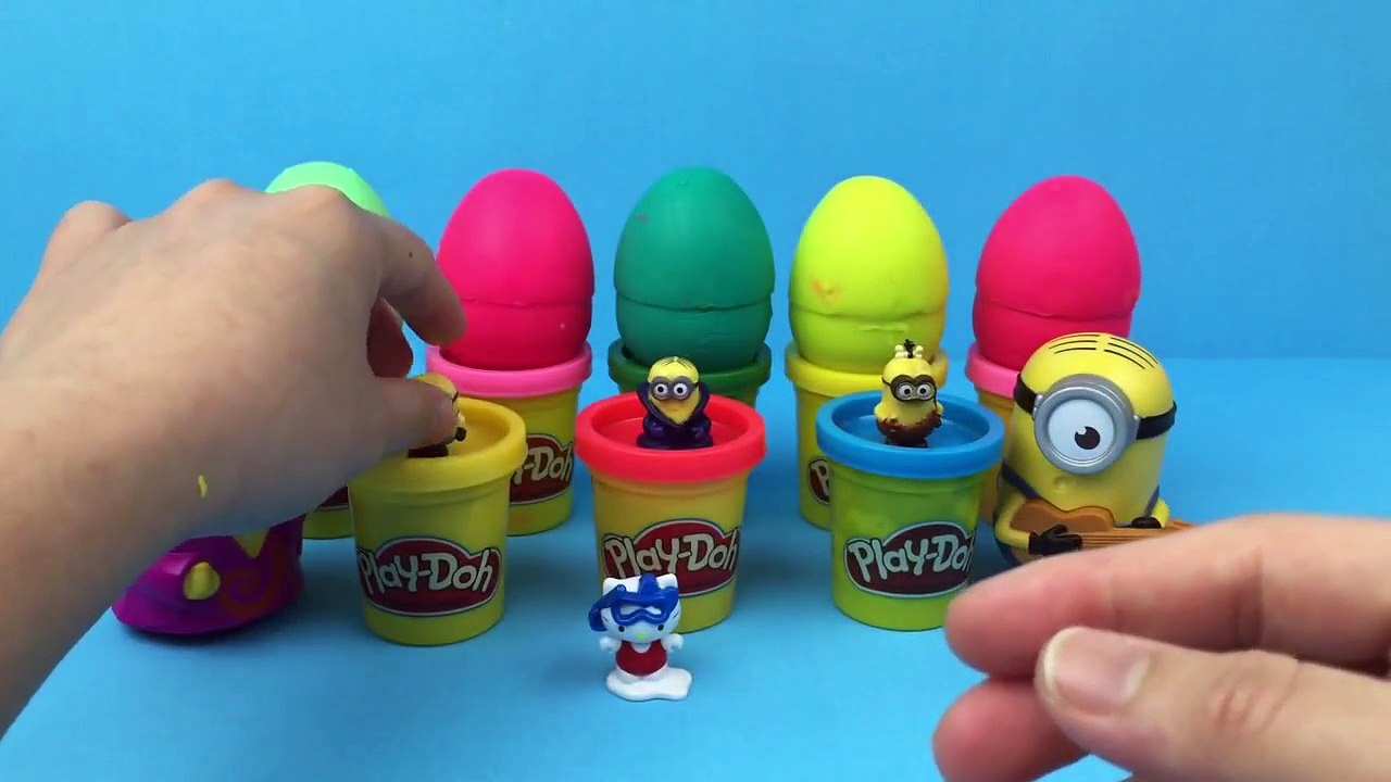 Play Doh Ice Cream Surprise Eggs With Despicable Me Minions Mini Figurines & Hello Kitty Toys Inside