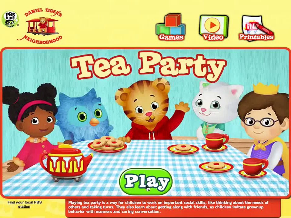 Daniel Tiger's Neighborhood Tea Party Cartoon Animation PBS Kids Game Play Walkthrough DTN