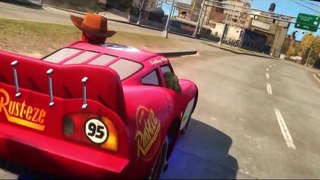 drôle course Lightning McQueen Disney Cars Shérif Woody Hulk et Spider-Man Marvel Comic Superhero