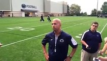 Penn State football coach James Franklin speaks after practice on Sept. 9, 2015