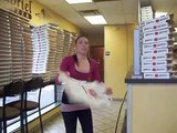Funny Video_ Girl Folds Pizza Boxes Like a Boss