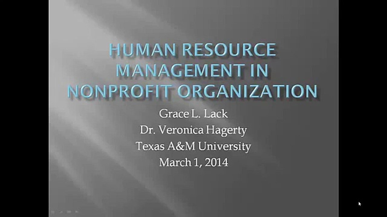 Human Resource Management In Nonprofit Organization