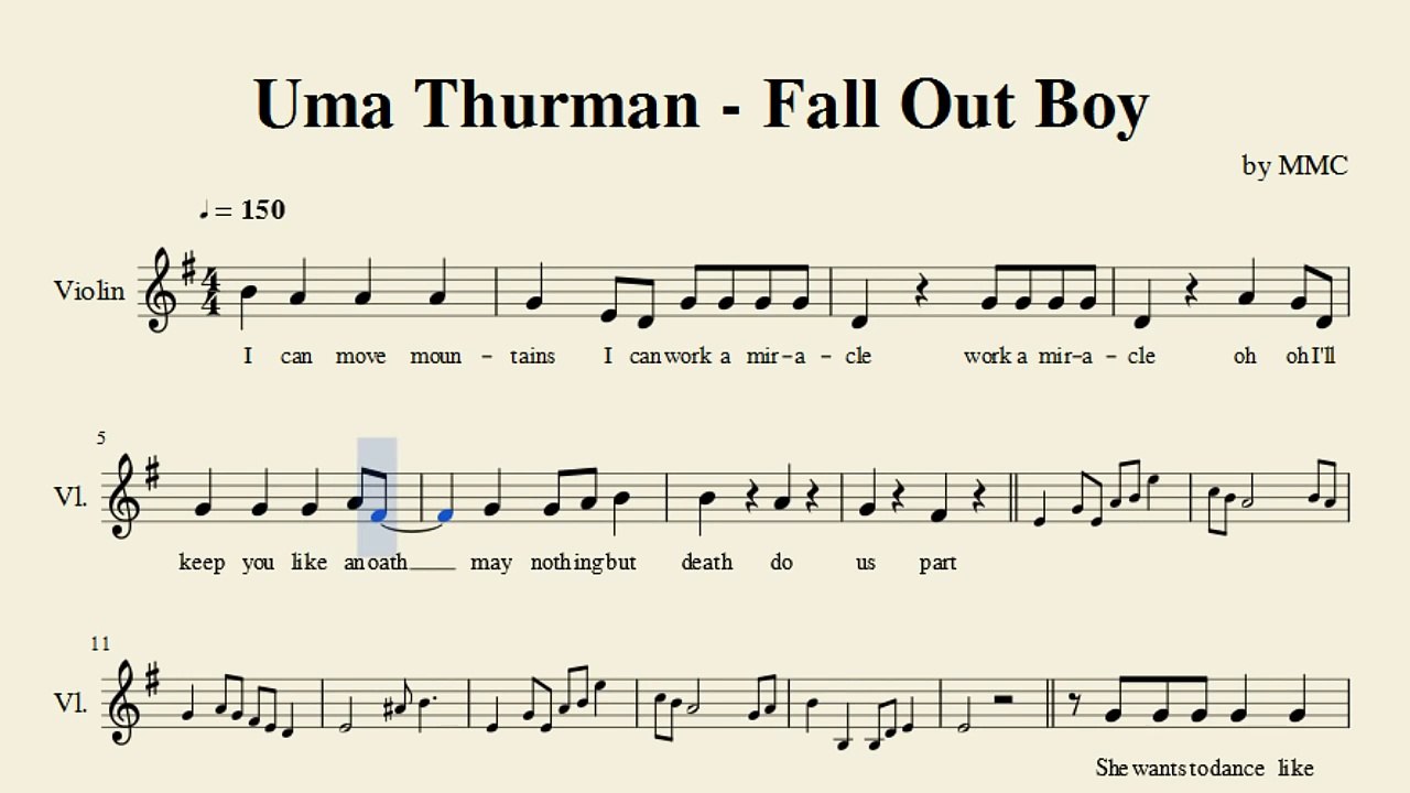 Uma Thurman - Fall Out Boy (Violin) [Sheet Music by MMC]