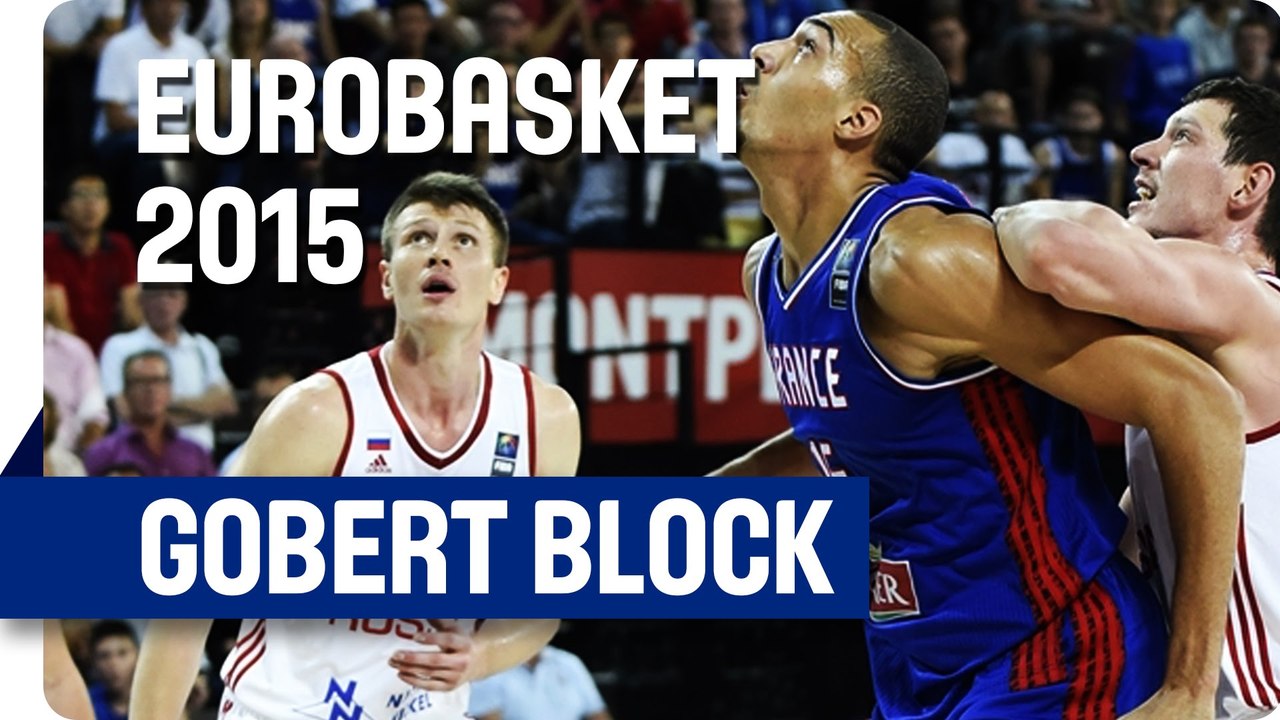 Massive Gobert Block Ends First Half - EuroBasket 2015