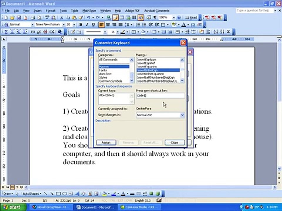 MathType Tutorial: Making a Ctrl-E Hotkey