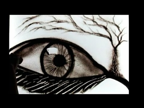 Sand Animation Art creative realistic eye drawing