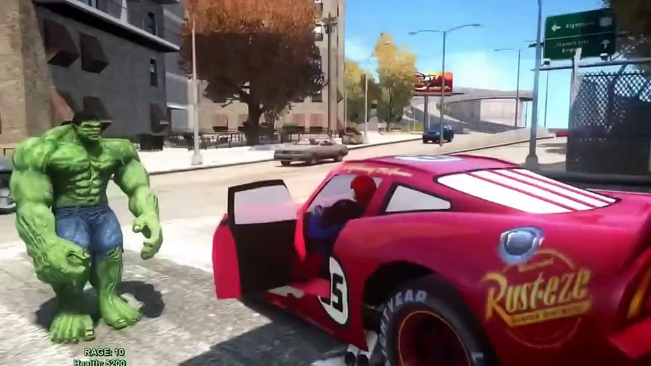 Hulk et Spider homme rencontre Disney Cars Lightning McQueen