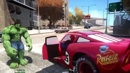 Hulk et Spider homme rencontre Disney Cars Lightning McQueen