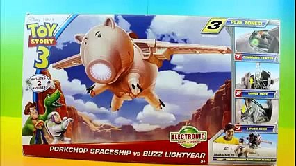 Toy Story 3 Electronic Porkchop Spaceship vs Buzz Lightyear Evil Dr. Porkchop Pig