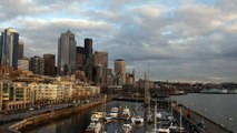 Time Lapse of Downtown Seattle From Rooftop Plaza at Bell Street Pier