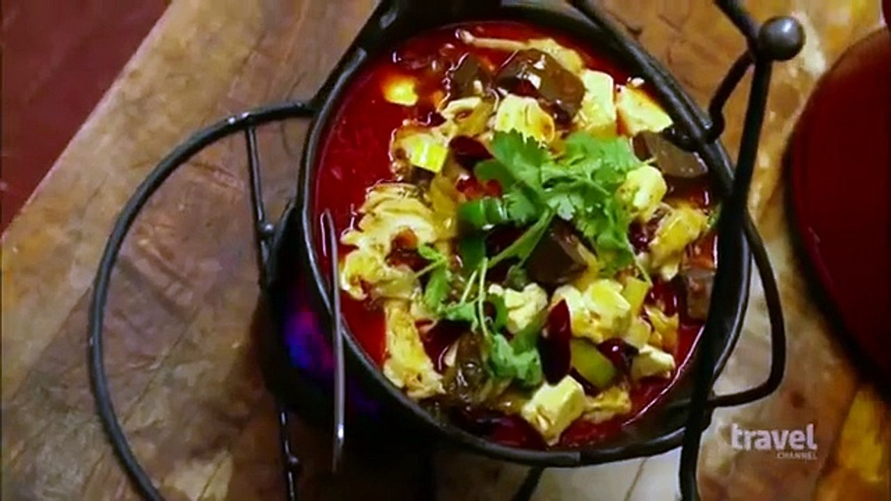Bizarre Foods Andrew Zimmern easts at Spices,the best Szechuan Chinese Restaurant in San Francisco