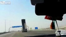 Clueless Driver Obliterates a Motorway Sign