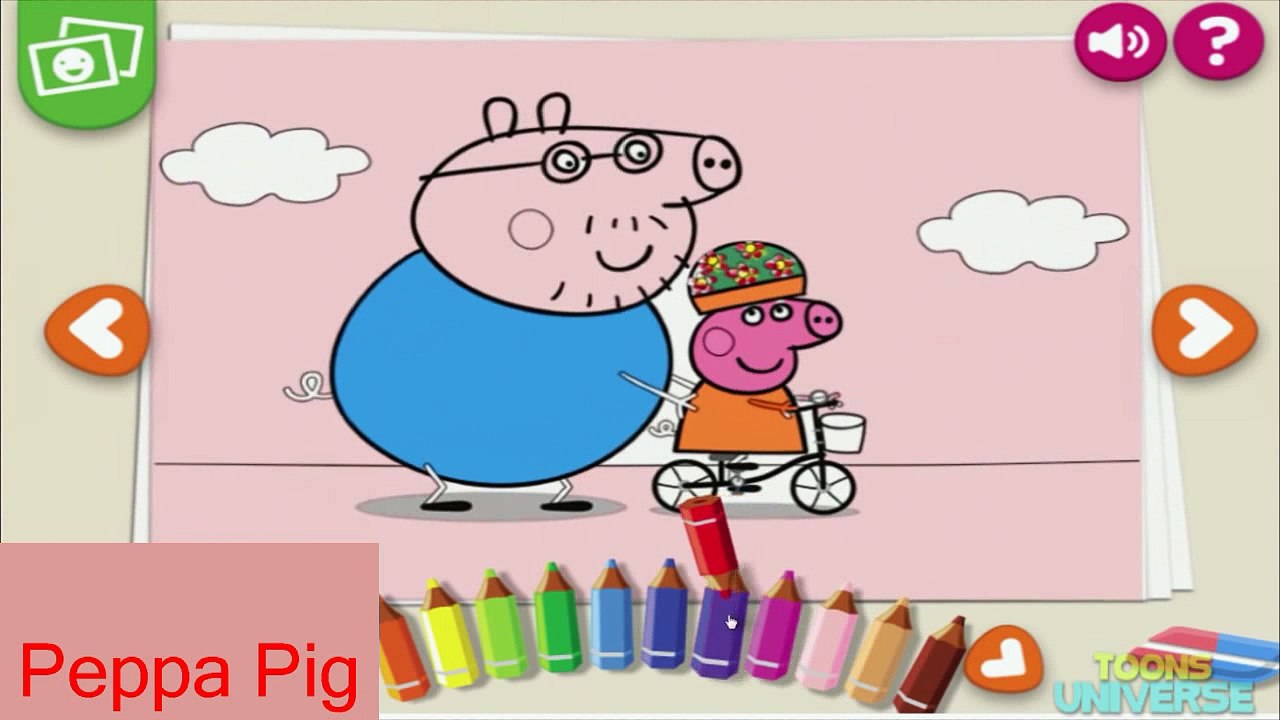 Peppa Pig Bike Riding with Daddy Pig Nick Jr Coloring Book Creativity for Children HD
