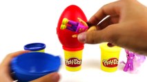 Giant Surprise eggs Dora Mickey Mouse play Doh Peppa Pig Frozen toys