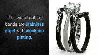 1.61ct 4 PC Stainless Steel His & Her Wedding Ring Set