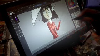 Cartoon Character Speed Drawing On Drawing Monitor.