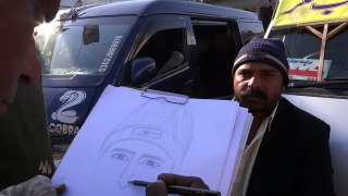 Sketch Artist which can not speak 3 Jan 2014 near skyways Bus Stand Lahore Pakistan