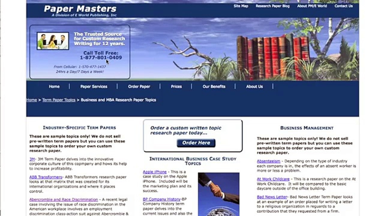 Paper Masters- Business and MBA Research Papers