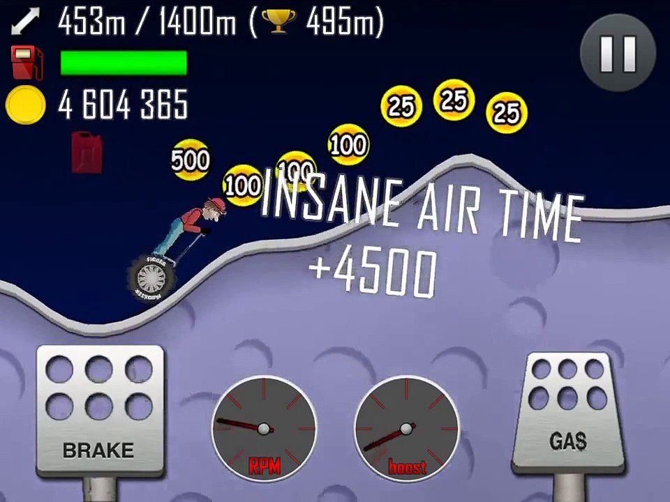 Hill Climb Racing: One Wheeler Back Flip On Moon!!!