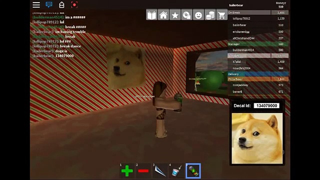 Spray Paint Codes On Roblox Pizza Place Video Dailymotion - spray paint for roblox doge decal id list