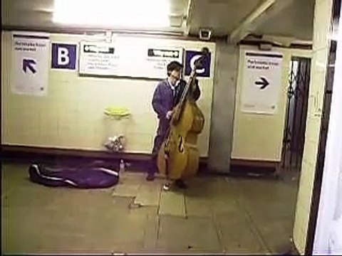 Jazz Slap Double Bass underground busker. - Sixteen Tons