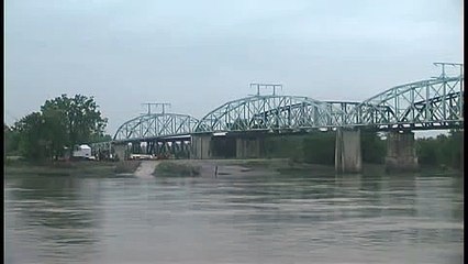 First Spans of Missouri River Bridge at Glasgow Come Down