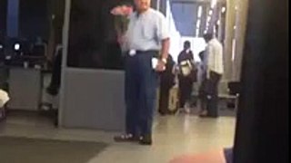 Very romantic - the old man waiting for his wife at the airport very emotional