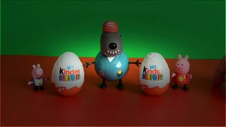 Peppa pig Opens Kinder surprise eggs with Gorge pig Granddad dog Peppa pig Peppa