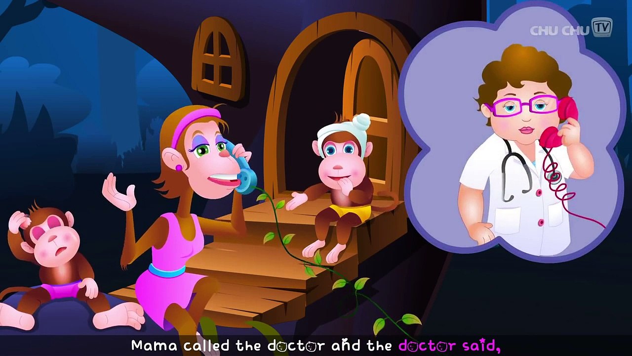 Five Little Monkeys Jumping on the Bed Nursery Rhyme   Cartoon Animation Rhymes Songs for Children