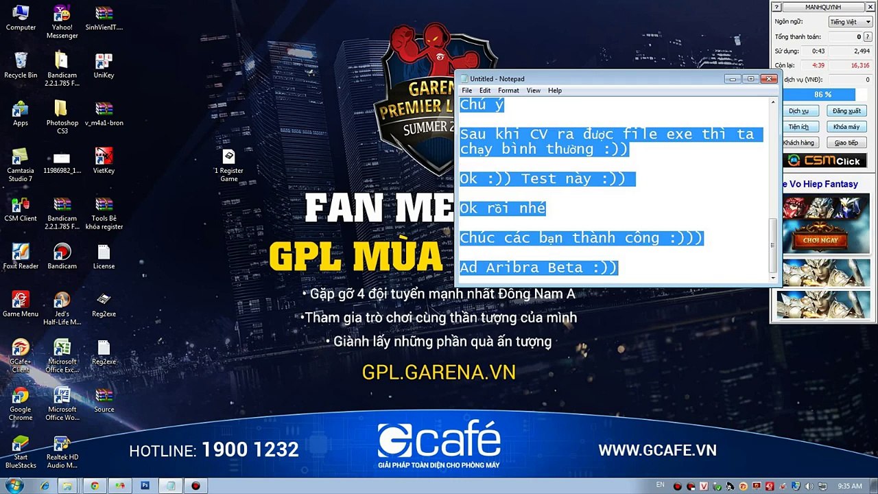 Hướng dẫn chơi CSCF Oggy, CS Ck, CKVN ở nét bị khóa Register