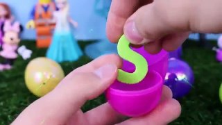 Surprise Play Doh Eggs and Frozen Disney Elsa Princess Batman Mickey Moyse in Letters Spelling STORM