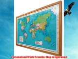 Personalised World Traveller Map in light wood