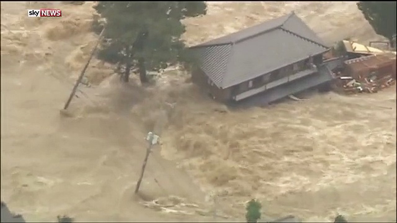 House Washed Away In Japan Floods (Curtesy of Sky News)