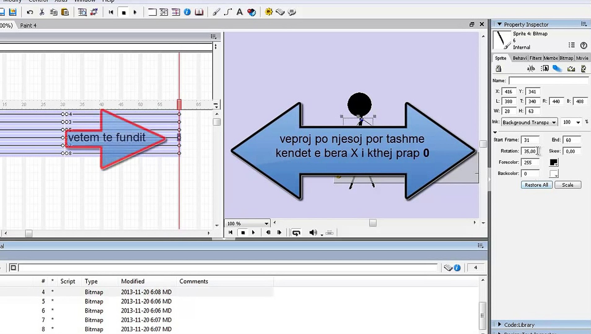 ⁣Adobe Director 11.5 tutorial man walking (shqip)
