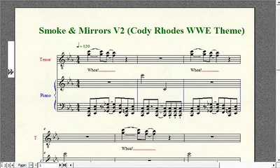 Wrestling Piano Theme Sheet Music - "Smoke & Mirrors V2" (Cody Rhodes WWE Theme)