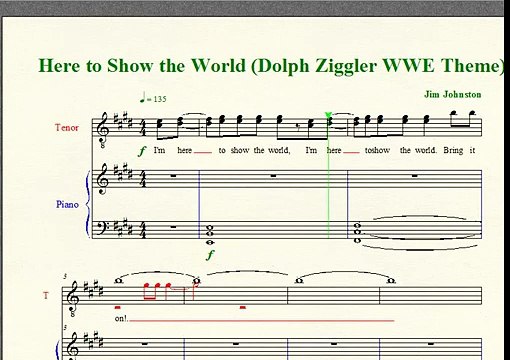 Wrestling Piano Theme Sheet Music - Here to Show the World (Dolph Ziggler WWE Theme)