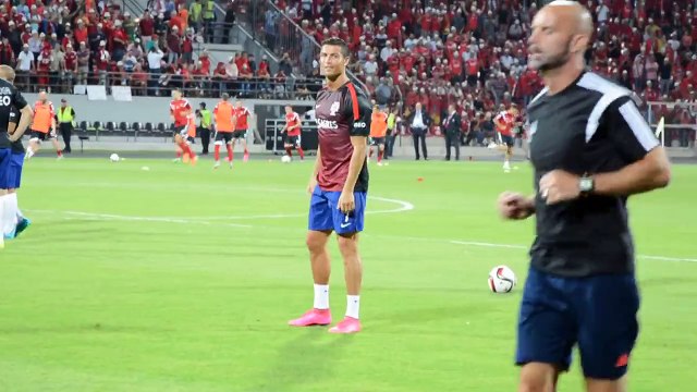 Albanian fans screaming towards Cristiano Ronaldo- ''Messi! Messi!''