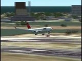 Northwest Airlines landing at JFK International Airport.Кацане със самолет.