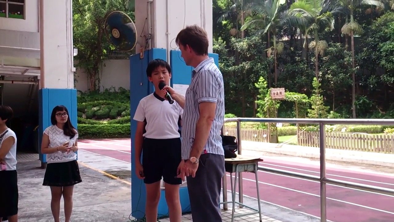 Greeting students at morning assembly