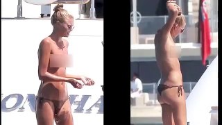 Toni Garrn Hot Topless Sunbathing Video