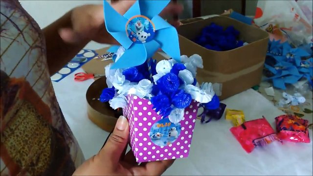 Como Fazer Centro de Mesa lembrancinha Frozen passo a passo - faca voce mesmo