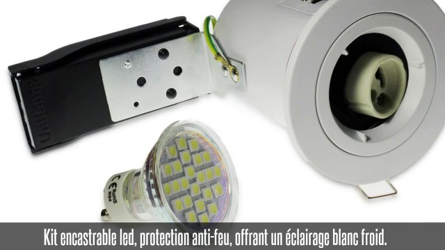 Kit encastrable led GU10, blanc froid, rond, anti-feu