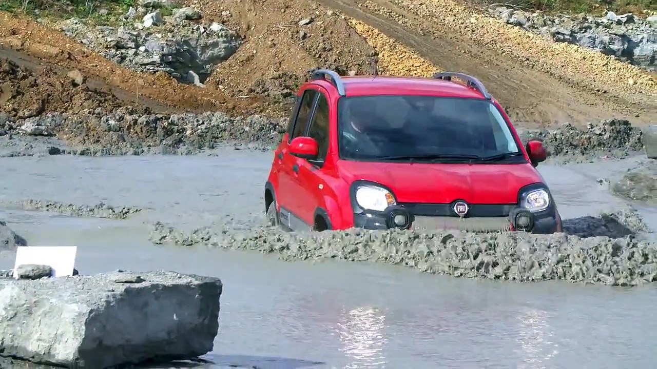 Filmed with Phantom Drone, and tracking car Fiat Panda Cross 4 x 4