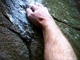Cambusbarron rock climbing 'Big Country Dreams E4 6a' Thorntons Quarry. Rope solo self-belay.
