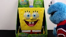 Spongebob Squarepants Talking Cookie Jar meets Sesame Street Cookie Monster eating Play Doh Cookies!