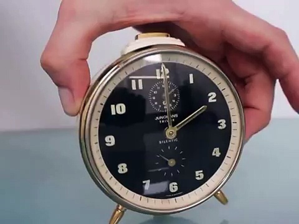 JUNGHANS SILENTIC ALARM CLOCK Vintage Germany Mantel Shelf Metal Glass