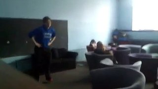 Jordan dancing to 5, 6, 7, 8 by Steps in the common room