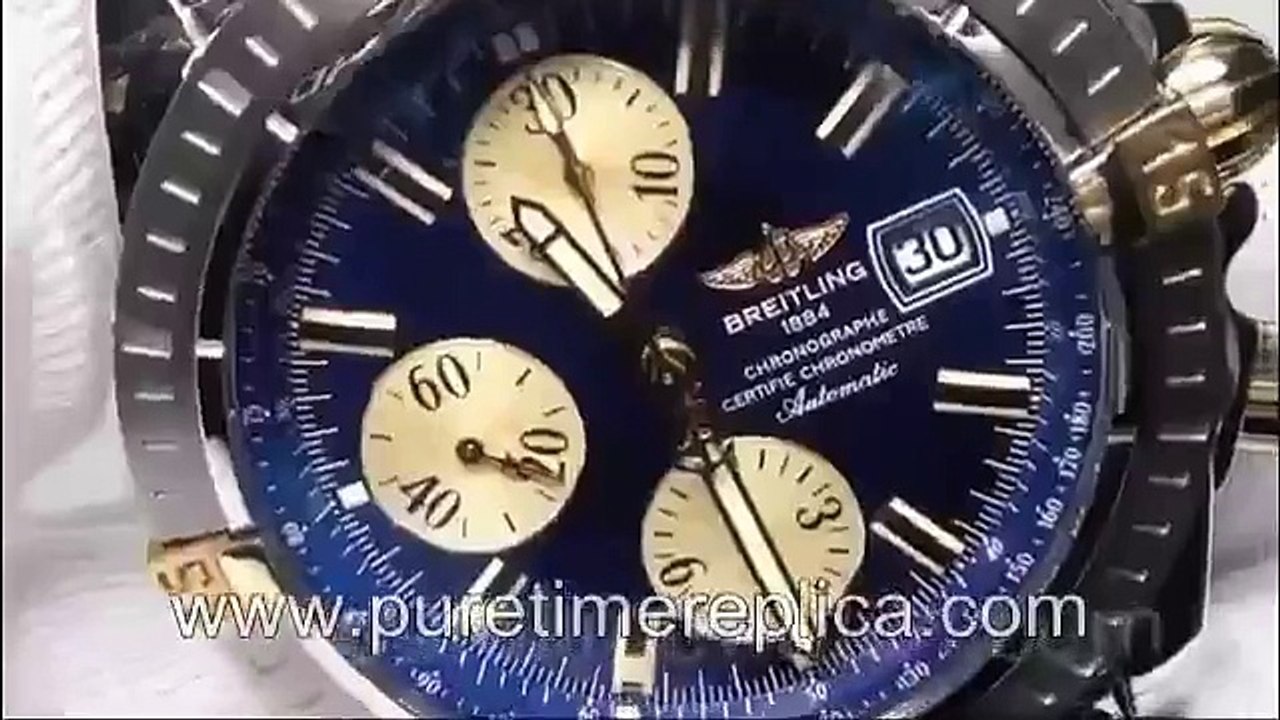 Swiss replica watches replica Breitling Chronomat Evolution SSRG Blue Stick Dial on Bracelet A7750