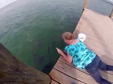 Женщина кормила рыбу и вдруг...!!!